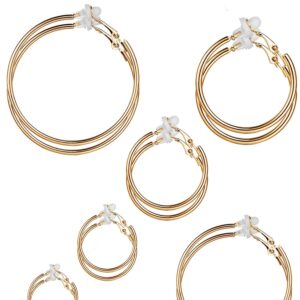 6 Pairs Earrings Clip On Earrings Non Piercing Earrings Set for Women and Girls, 6 Sizes (Gold Color)