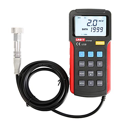 UNI-T UT315A LCD Vibration Tester Meter Acceleration 0.1~199.9m/s2 Velocity 0.01~19.99cm/s Displacement 0.001~1.999mm Long & Short External Probe USB Max Mode PC Software