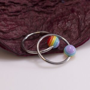 BodyJewelryOnline Pair of Captive Bead with Gay Pride Rainbow Bead 18g