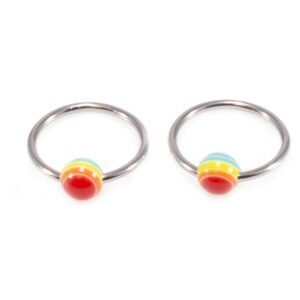 BodyJewelryOnline Pair of Captive Bead with Gay Pride Rainbow Bead 18g