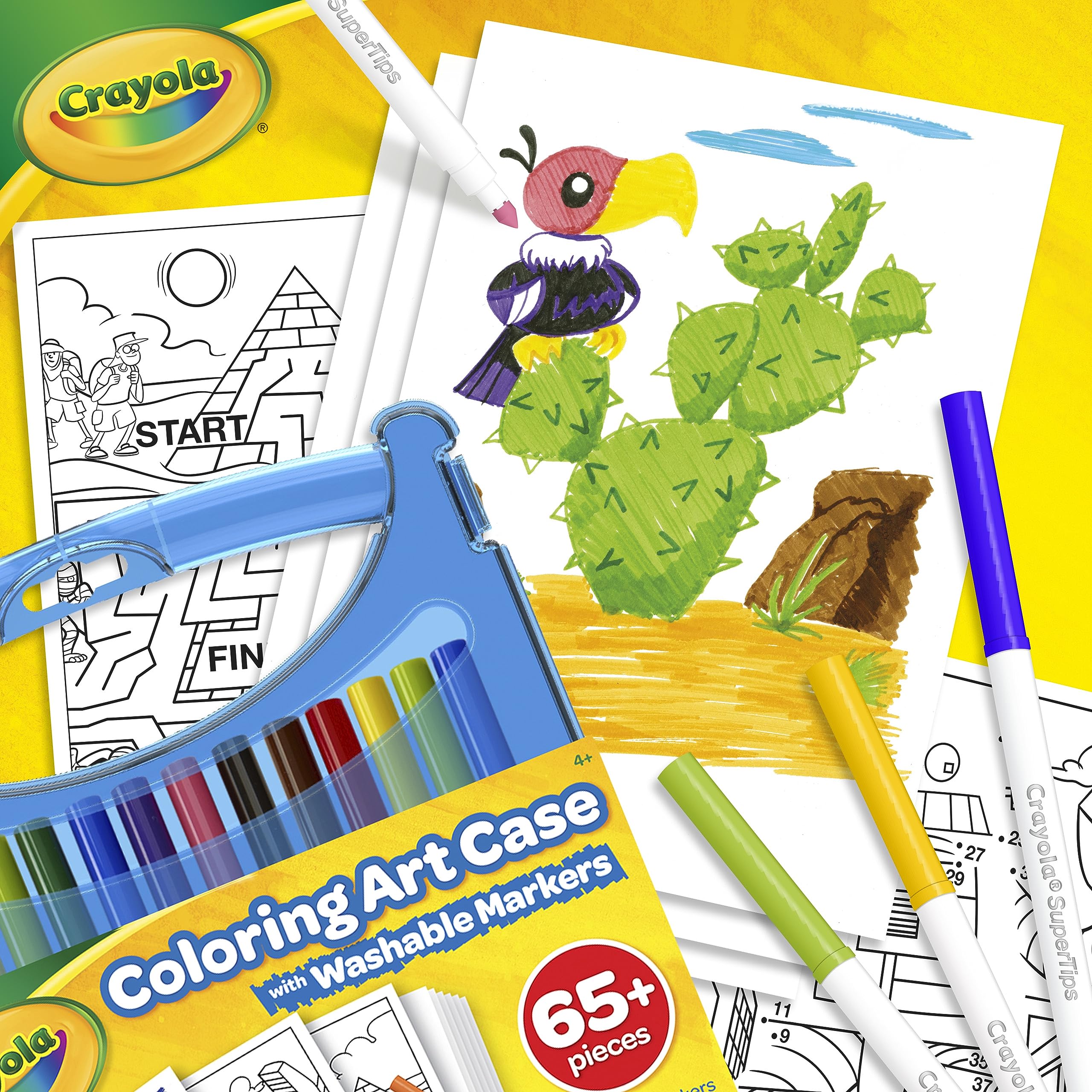 Crayola Super Tips Coloring Art Case with Coloring Pages, Kids Gift, 65+ Pieces, Packaging May Vary