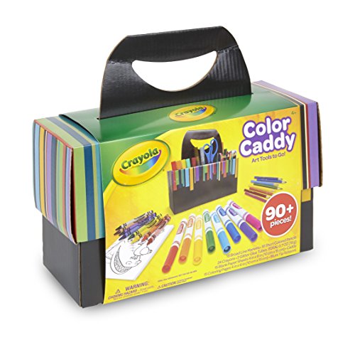 Crayola Color Caddy Craft Kit (90+ Pcs), Kids Coloring Set, Gifts for Kids 4+, Includes Crayons, Markers, Colored Pencils, Glitter Glue, Scissors, & Paper