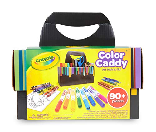 Crayola Color Caddy Craft Kit (90+ Pcs), Kids Coloring Set, Gifts for Kids 4+, Includes Crayons, Markers, Colored Pencils, Glitter Glue, Scissors, & Paper