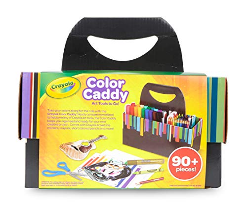 Crayola Color Caddy Craft Kit (90+ Pcs), Kids Coloring Set, Gifts for Kids 4+, Includes Crayons, Markers, Colored Pencils, Glitter Glue, Scissors, & Paper