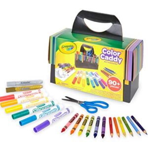 Crayola Color Caddy Craft Kit (90+ Pcs), Kids Coloring Set, Gifts for Kids 4+, Includes Crayons, Markers, Colored Pencils, Glitter Glue, Scissors, & Paper