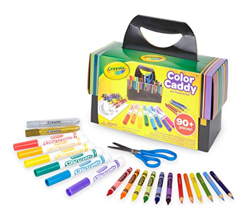 Crayola Color Caddy Craft Kit (90+ Pcs), Kids Coloring Set, Gifts for Kids 4+, Includes Crayons, Markers, Colored Pencils, Glitter Glue, Scissors, & Paper