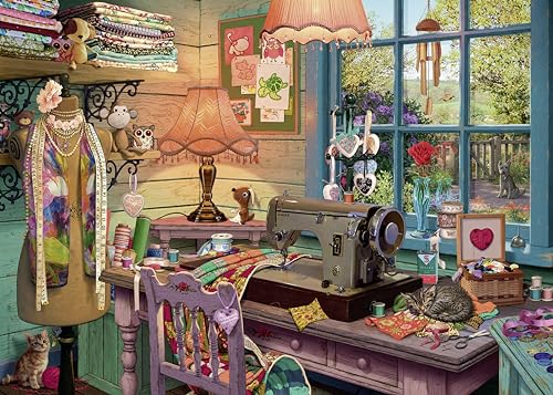 Ravensburger The Sewing Shed - 1000 Piece Jigsaw Puzzle | Unique Pieces with Softclick Technology | Ideal for Adults and Kids | FSC Certified | Perfect for Gift Giving