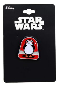 star wars: the last jedi porg (red background) enamel collector pin