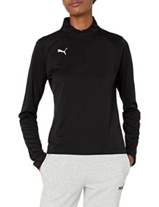 puma womens 1/4 liga training 1 4 zip top, puma black/puma white, large us