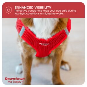 Downtown Pet Supply Step in Dog Harness for Small Dogs No Pull, Medium, Red - Adjustable Harness with Padded Mesh Fabric and Reflective Trim - Buckle Strap Harness for Dogs