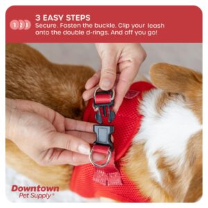 Downtown Pet Supply Step in Dog Harness for Small Dogs No Pull, Medium, Red - Adjustable Harness with Padded Mesh Fabric and Reflective Trim - Buckle Strap Harness for Dogs