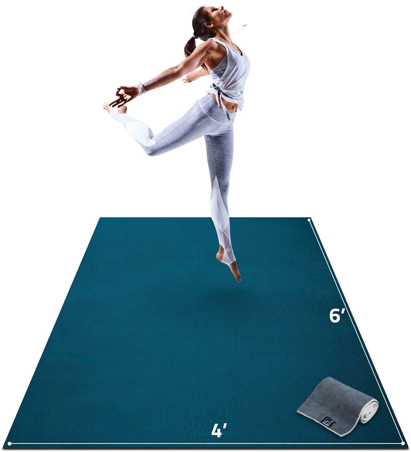 Gorilla Mats Premium Large Yoga Mat – 6' x 4' x 8mm Extra Thick & Ultra Comfortable, Non-Toxic, Non-Slip Barefoot Exercise Mat – Works Great on Any Floor for Stretching, Cardio or Home Workouts