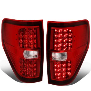 DNA MOTORING TL-F15009-LED-CH-RD LED Tail Light Assembly Driver & Passenger Side [Compatible with 09-14 Ford F150]