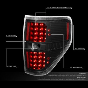 DNA MOTORING TL-F15009-LED-BK-CL LED Tail Light Assembly Driver & Passenger Side [Compatible with 09-14 Ford F150]