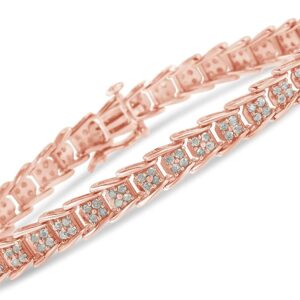 Haus of Brilliance 10K Rose Gold over .925 Sterling Silver 2.0 Cttw Diamond Fan-Shaped Overlapping Link Tennis Bracelet (I-J Color, I3 Clarity) - 7"