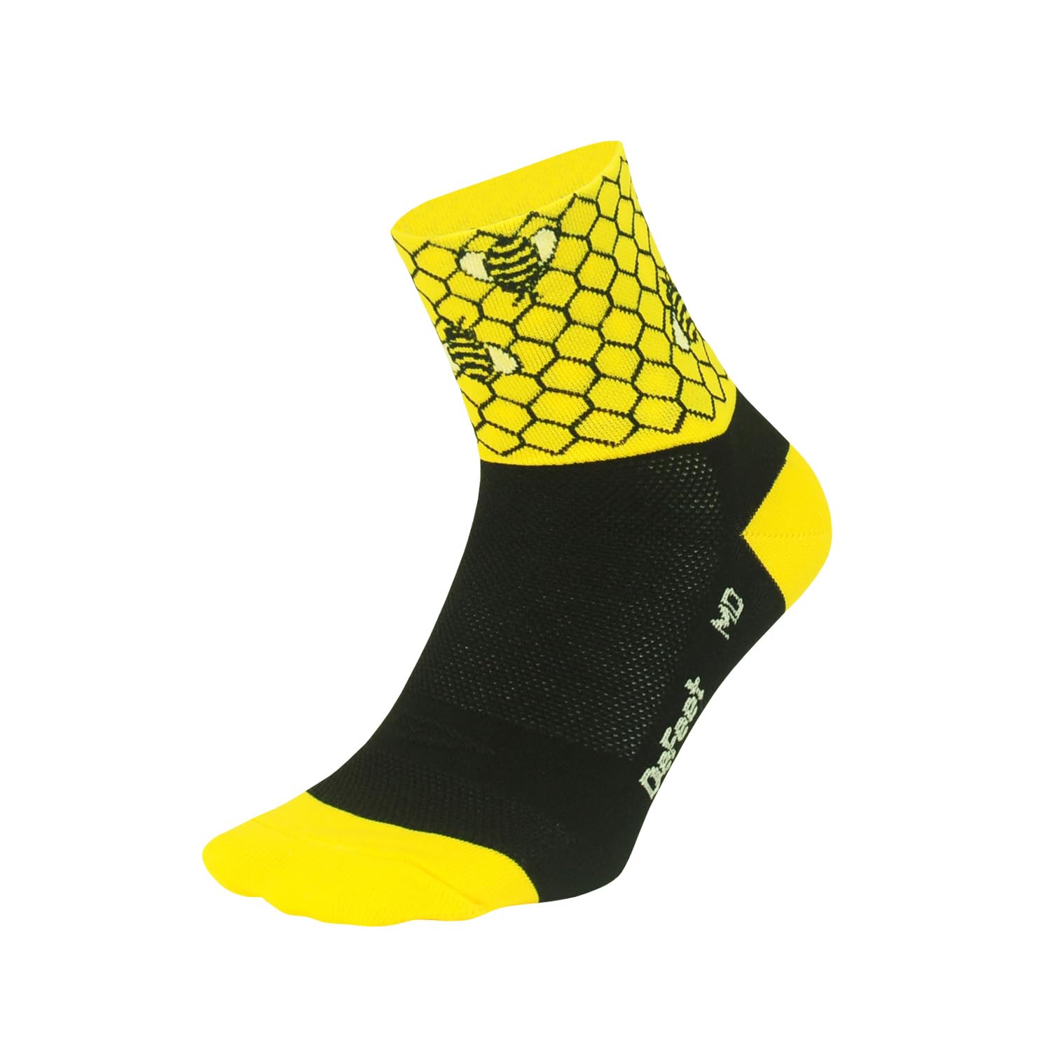 Defeet AIRBEE301 Bee Aware Socks, Large, Black/Bright Gold