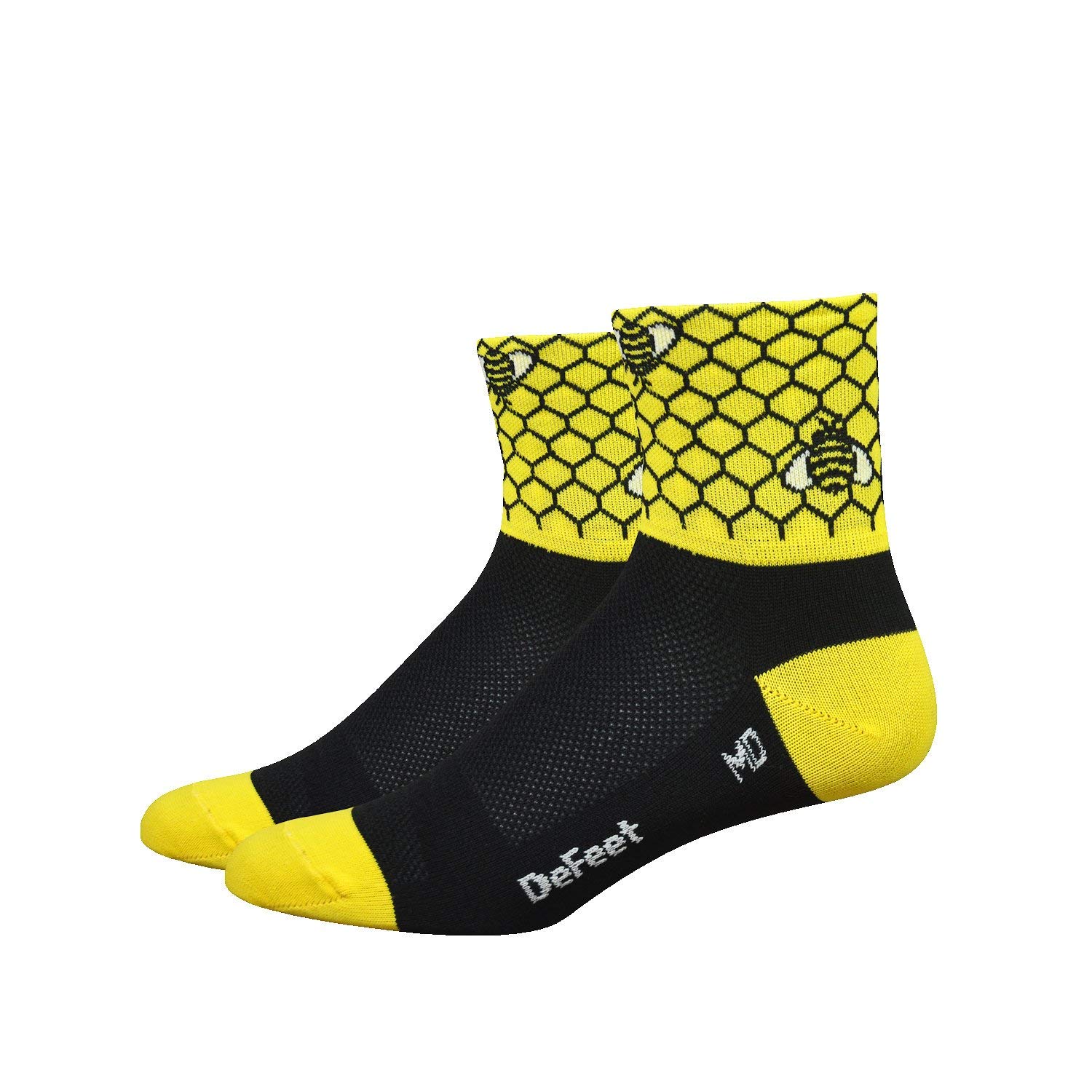 Defeet AIRBEE301 Bee Aware Socks, Large, Black/Bright Gold