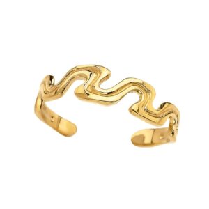 elegant 10k yellow gold open wavy design toe ring