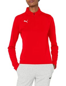 puma womens 1/4 liga training 1 4 zip top, puma red/puma white, x-small us