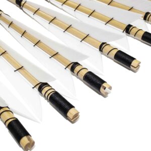 TTFLY FLETCHING 32 inch White Medieval Wooden Arrows Handmade Shaft Practice Targeting Arrow Archery for Recurve Longbow(Pack 12)