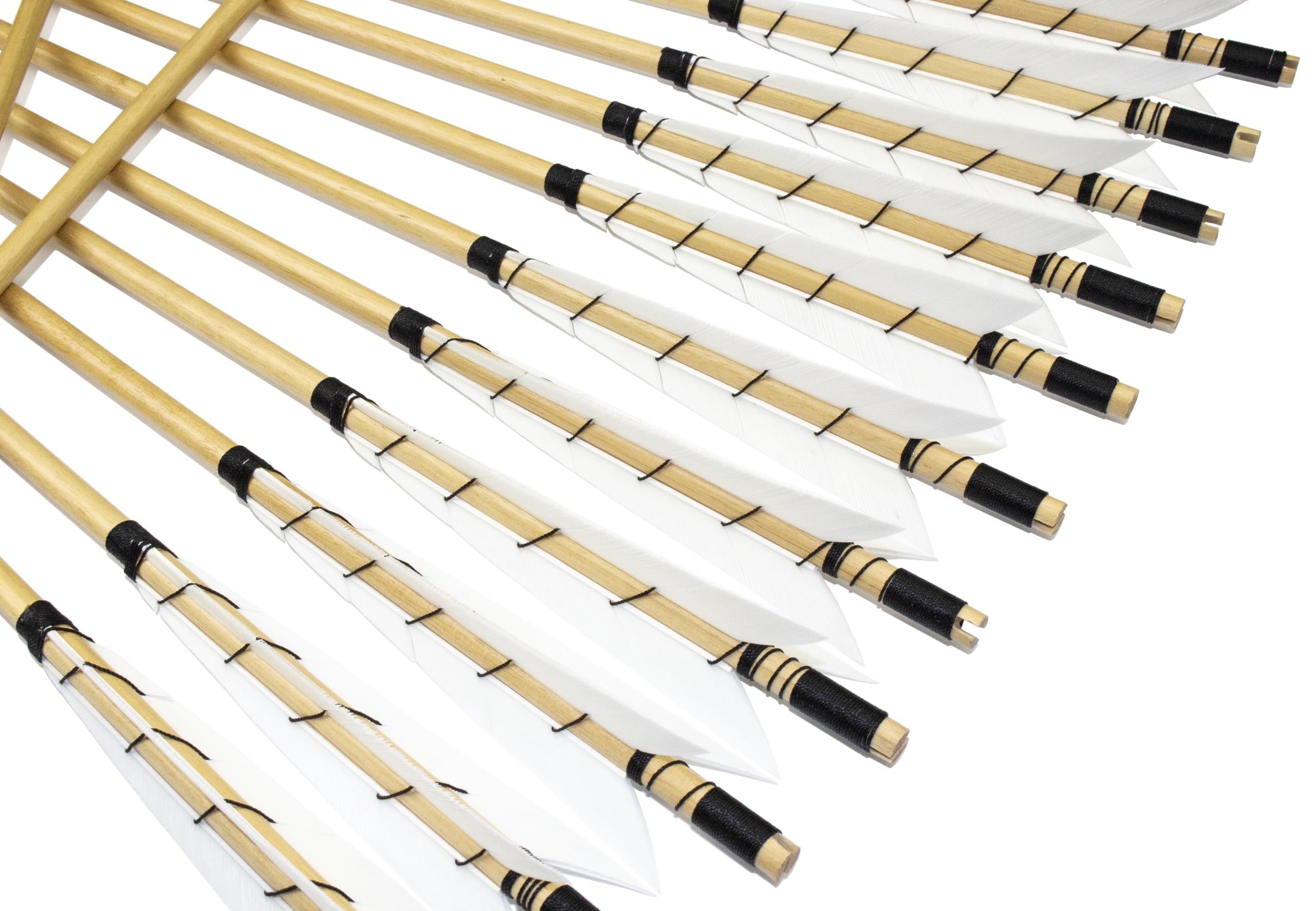 TTFLY FLETCHING 32 inch White Medieval Wooden Arrows Handmade Shaft Practice Targeting Arrow Archery for Recurve Longbow(Pack 12)