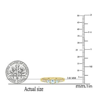 Dazzlingrock Collection Round Aquamarine & Round White Diamond Ladies Three Stone Engagement Ring | 10K Yellow Gold, Size 6.5
