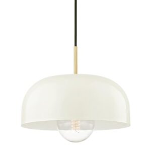 hudson valley lighting - avery one light large pendant in style-14 inches wide by 5.75 inches high-aged brass/cream finish -traditional installation