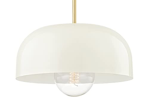 Hudson Valley Lighting - Avery One Light Large Pendant in Style-14 Inches Wide by 5.75 Inches High-Aged Brass/Cream Finish -Traditional Installation