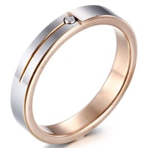 Womens 4mm Tungsten Carbide Ring Rose Gold Silver Fashion Wedding Engagement Promise Band Zircon CZ Inlay Size 8