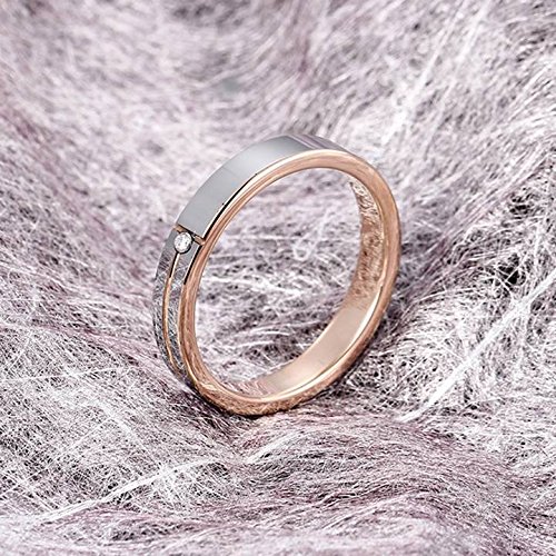 Womens 4mm Tungsten Carbide Ring Rose Gold Silver Fashion Wedding Engagement Promise Band Zircon CZ Inlay Size 8