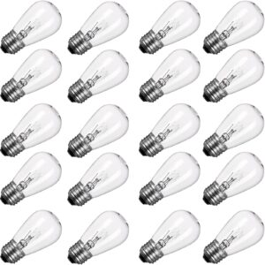 20 pack s14 clear bulbs 11 watt warm replacement incandescent glass light bulbs with e26 medium base for indoor and outdoor commercial grade outdoor patio vintage string lights