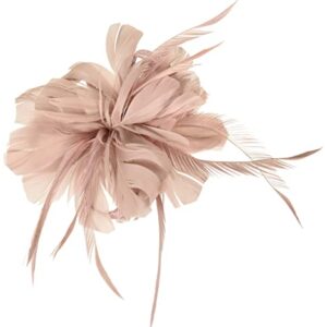 Z&X Women Feather Flower Fascinator Hat with Hair Clip Brooch for Cocktail Wedding, B-nude Pink, One Size