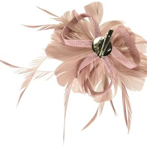 Z&X Women Feather Flower Fascinator Hat with Hair Clip Brooch for Cocktail Wedding, B-nude Pink, One Size