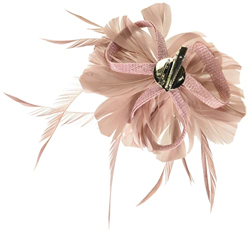 Z&X Women Feather Flower Fascinator Hat with Hair Clip Brooch for Cocktail Wedding, B-nude Pink, One Size