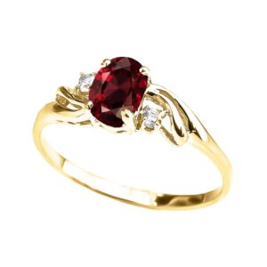 exquisite 10k yellow gold oval-shaped january birthstone with white topaz 3-stone proposal ring (size 7)