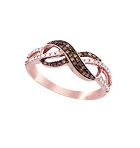 infinity brandy diamonds 14k rose gold chocolate brown diamond beautiful lovely ring 1/3 ctw.