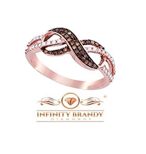 Infinity Brandy Diamonds 14k Rose Gold Chocolate Brown Diamond Beautiful Lovely Ring 1/3 Ctw.