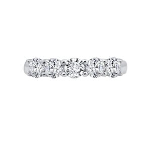 DIAMONBLISS Platinum Clad Sterling Silver 100-Facet 5-Stone Cubic Zirconia Band Ring (7)