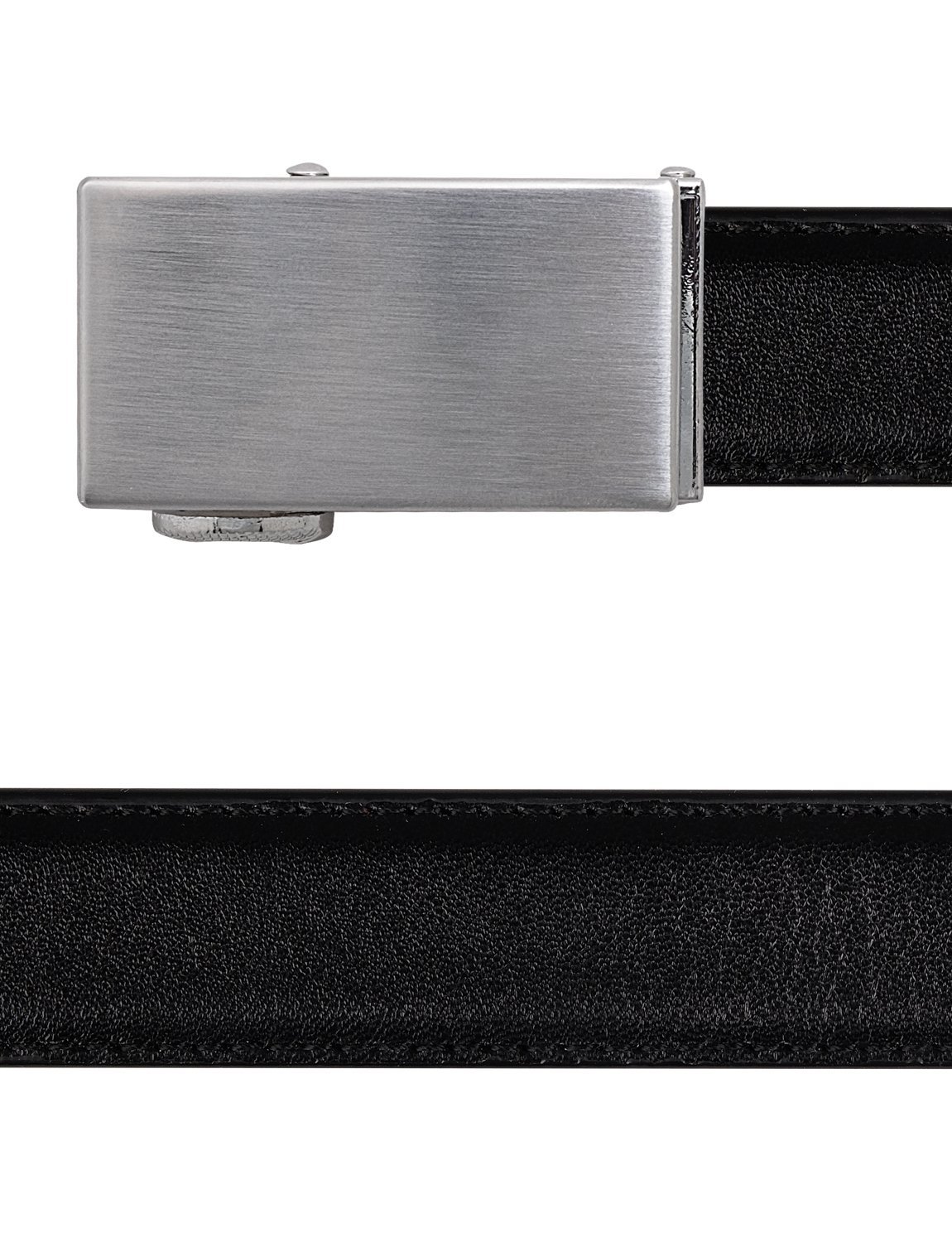 Mission Belt Women's Ratchet Belt - 30mm Platinum Buckle/Black Leather Strap, Medium (Up to 33")