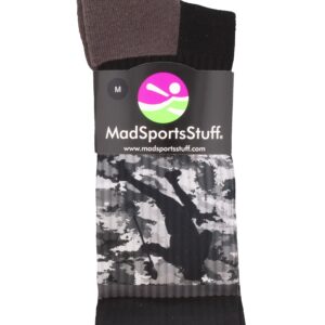 MadSportsStuff Lacrosse Socks with Player on Camo Background Crew Socks (Red/Black, Large)