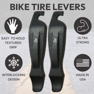 50 Strong Bike Tire Levers | Set of 4 Ultra Strong Tire Spoons | Made in USA | Easy Grip Interlocking Design | Must Have Bicycle Accessories & Bike Tools | Premium Tire Tools