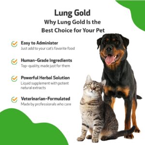 Pet Wellbeing Lung Gold for Dogs & Cats - Vet-Formulated - Lung & Respiratory Immune Support, Open Airways, Easy Breathing - Natural Herbal Supplement 4 oz (18 ml)