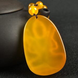 c1lint7785631 Women's Necklaces Men's Necklaces Buddha Pendant Necklace Bodhisattva Amulet Talisman Made of Agate Gemstone (yellow agate Akasagarbha (Space))