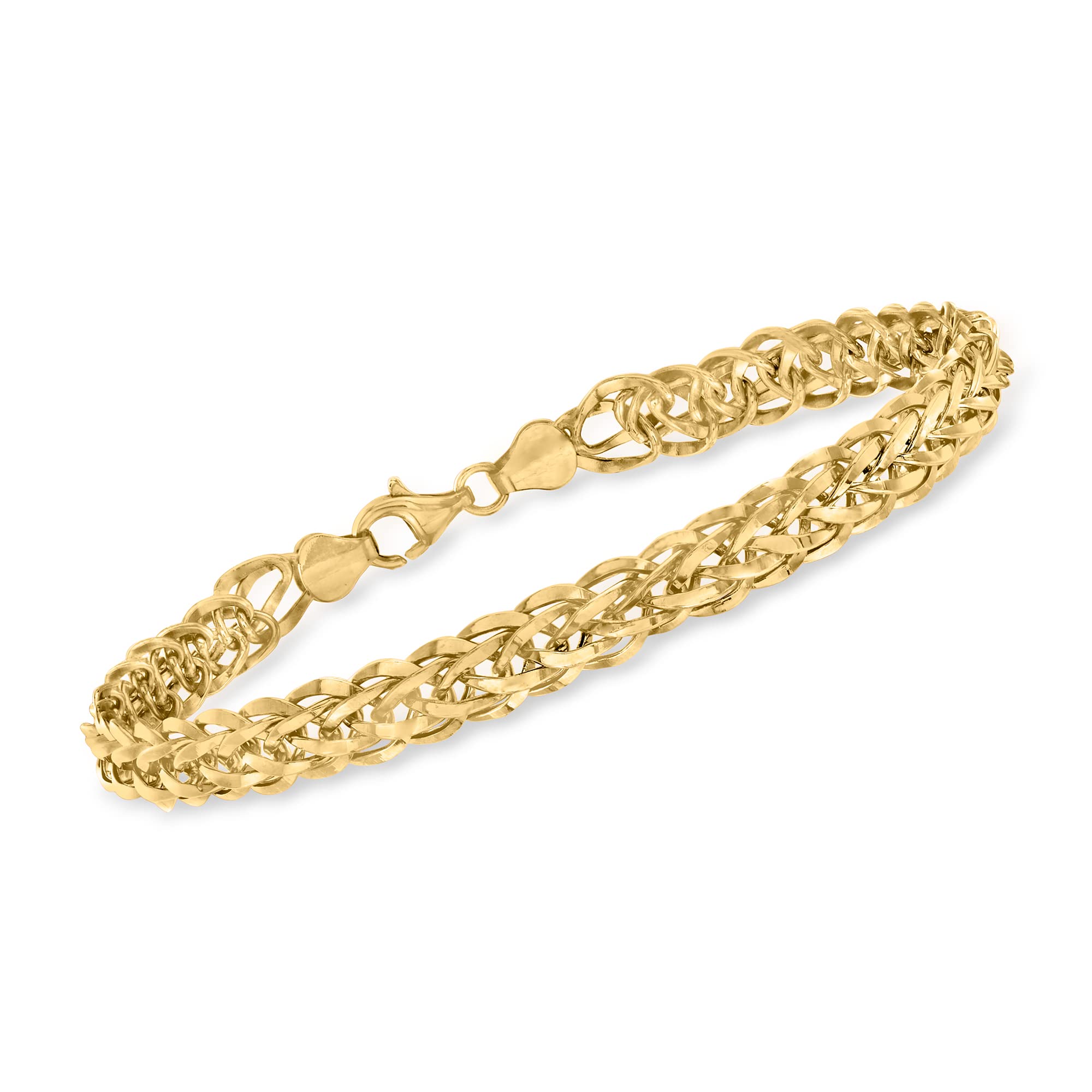 Ross-Simons 14kt Yellow Gold Wheat-Link Bracelet. 7 inches