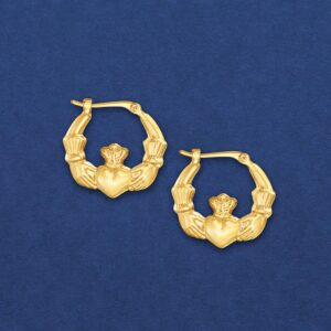 Ross-Simons 14kt Yellow Gold Claddagh Hoop Earrings