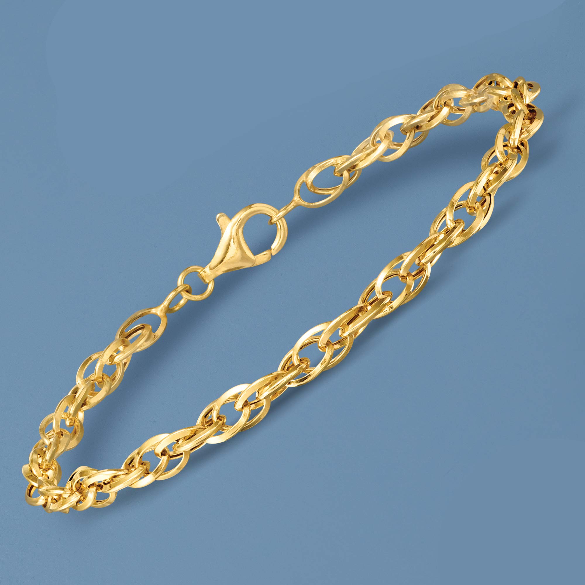 Ross-Simons 14kt Yellow Gold Interlocking Double-Oval Link Bracelet. 7 inches