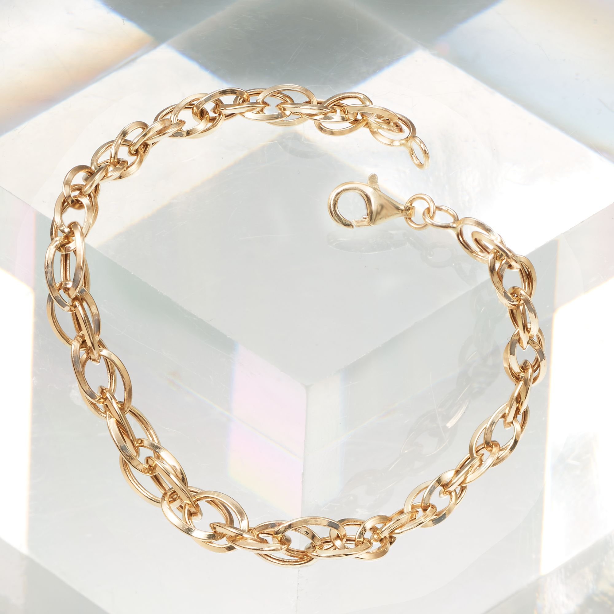 Ross-Simons 14kt Yellow Gold Interlocking Double-Oval Link Bracelet. 7 inches