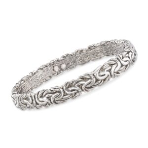 Ross-Simons Italian Sterling Silver Flat Byzantine Bangle Bracelet. 8 inches