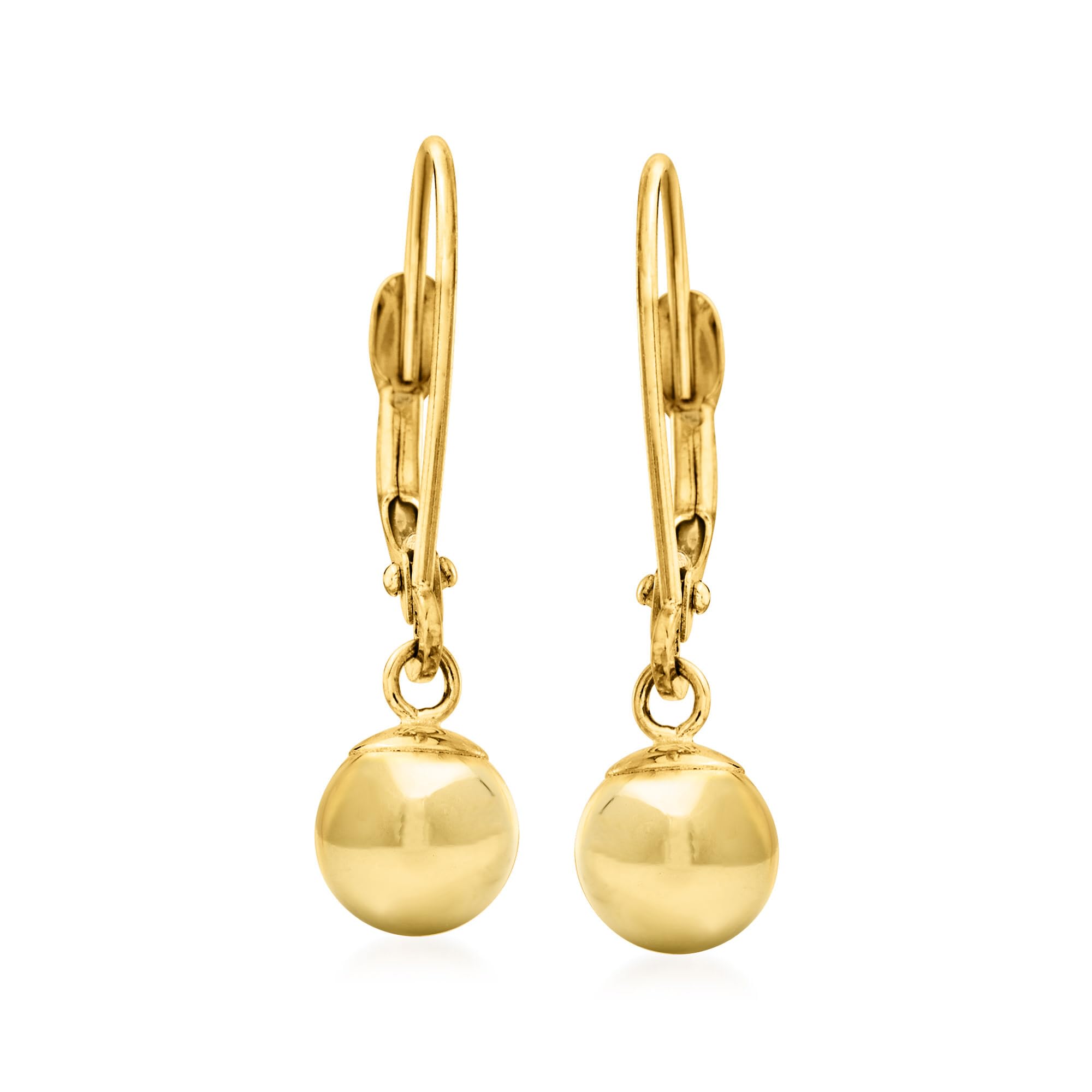 Ross-Simons 6mm 14kt Yellow Gold Shiny Bead Drop Earrings