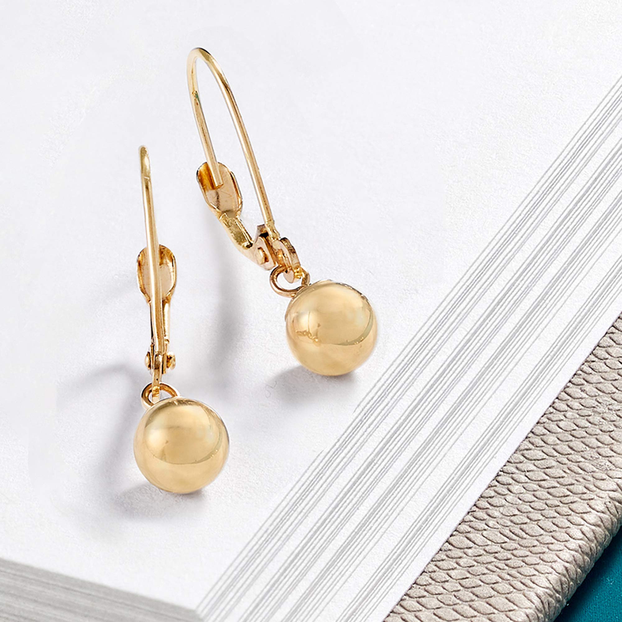 Ross-Simons 6mm 14kt Yellow Gold Shiny Bead Drop Earrings